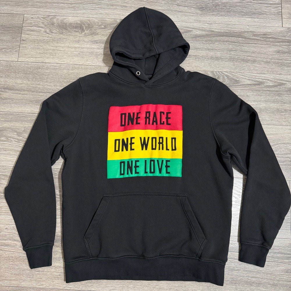 One Love Reggae Store Mens L Black One Race One World One Love Hoodie Bohemian